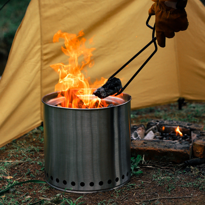Ildsted for camping - rustfritt stål. Ildstedet er bærbart og enkelt å flytte