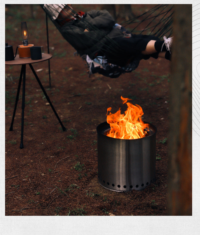 Ildsted for camping - rustfritt stål. Ildstedet er bærbart og enkelt å flytte
